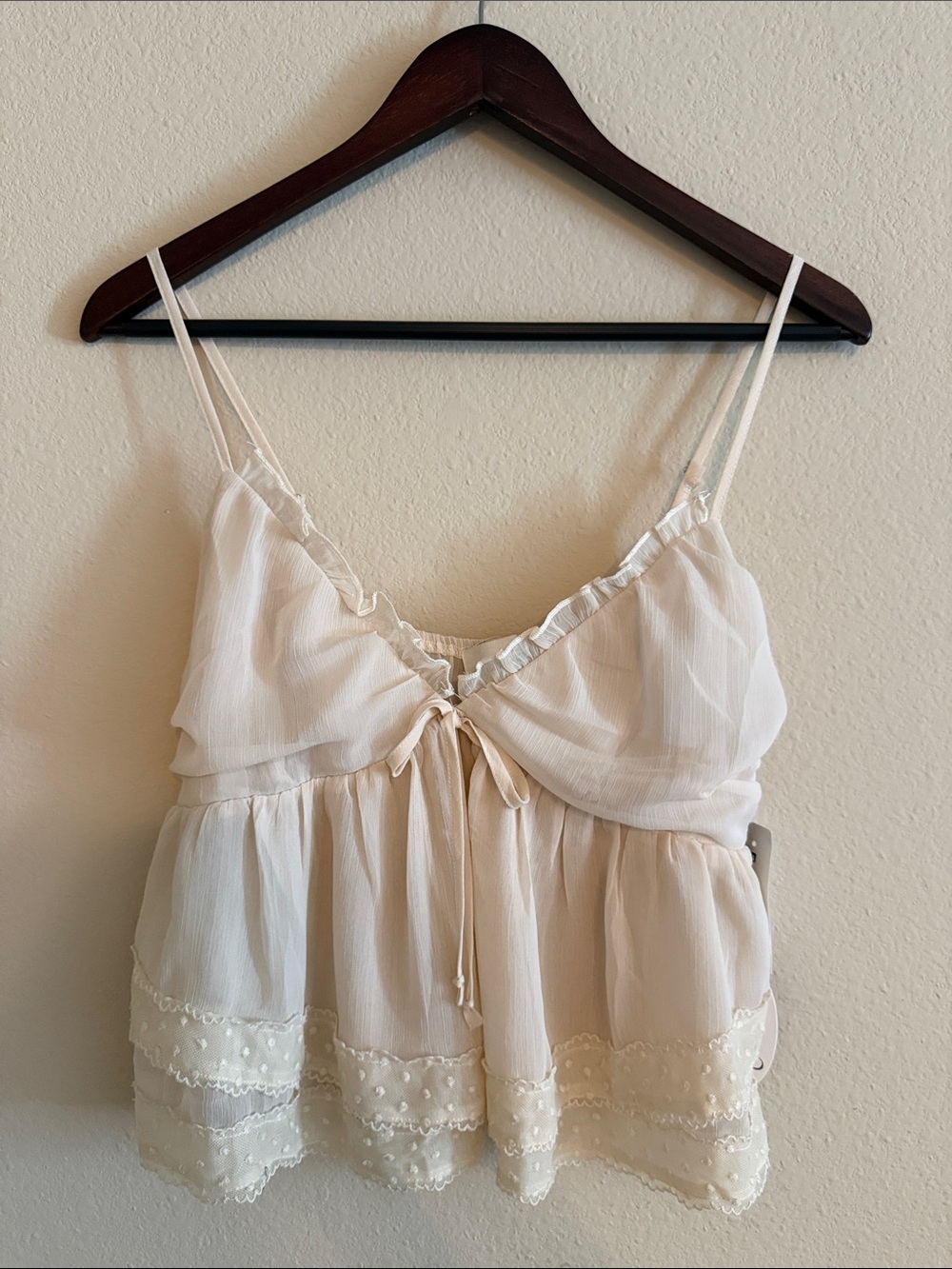 PacSun Cream Ruffle Babydoll Cami